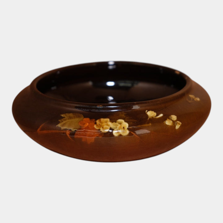 Weller Lonhuda 1895-96 Art Pottery Standard Glaze Floral Ceramic Low Bowl