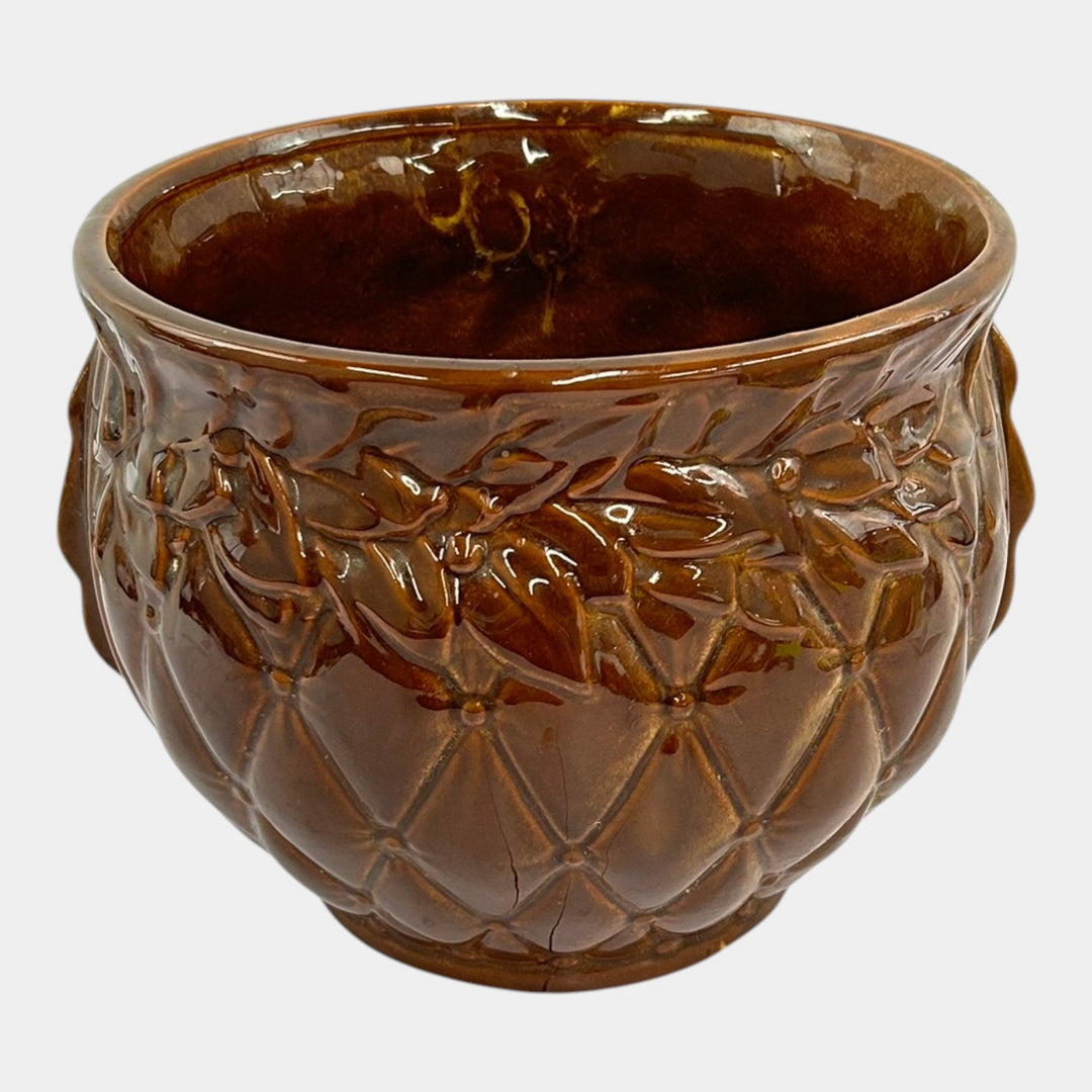 McCoy Mid Century Modern Art Pottery Brown Ceramic Jardiniere Planter