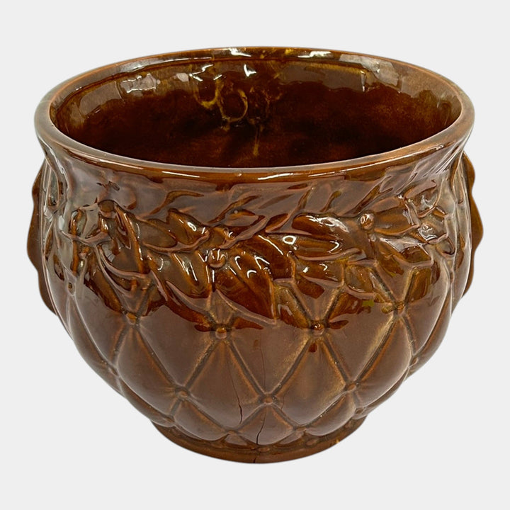 McCoy Mid Century Modern Art Pottery Brown Ceramic Jardiniere Planter