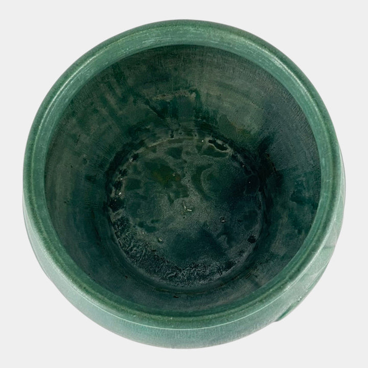 Zanesville Stoneware Arts & Crafts Pottery Matte Green Floral Jardiniere Planter