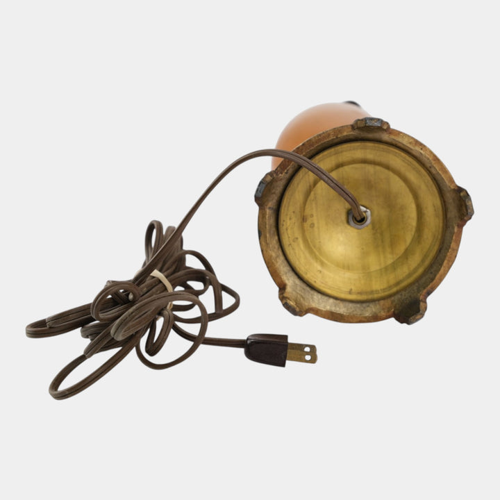 Roseville 1930s Vintage Art Pottery Leaf Accented Burnt Orange Factory Lamp