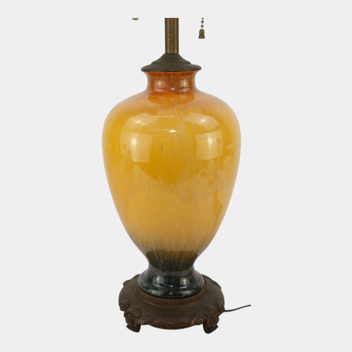 Roseville Pottery 1930s High Glaze Orange To Black Art Deco Factory Lamp