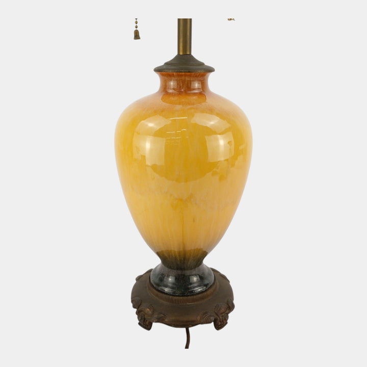 Roseville Pottery 1930s High Glaze Orange To Black Art Deco Factory Lamp