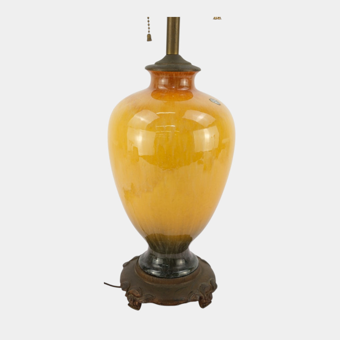 Roseville Pottery 1930s High Glaze Orange To Black Art Deco Factory Lamp