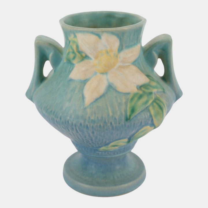 Roseville Clematis Blue 1944 Vintage Art Pottery Ceramic Vase 188-6
