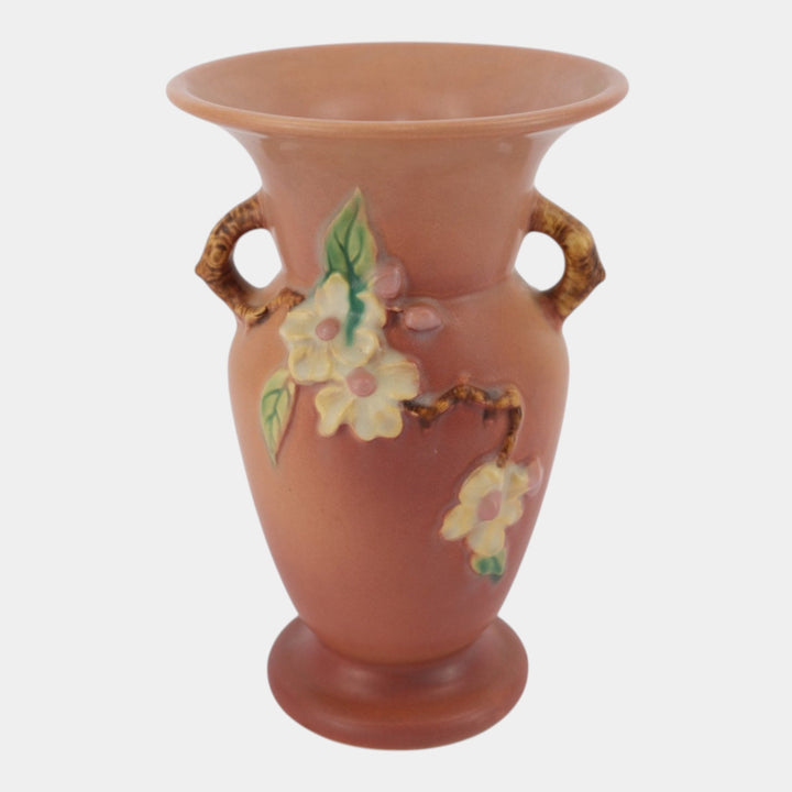 Roseville Apple Blossom Pink 1946 Mid Century Modern Pottery Ceramic Vase 385-8