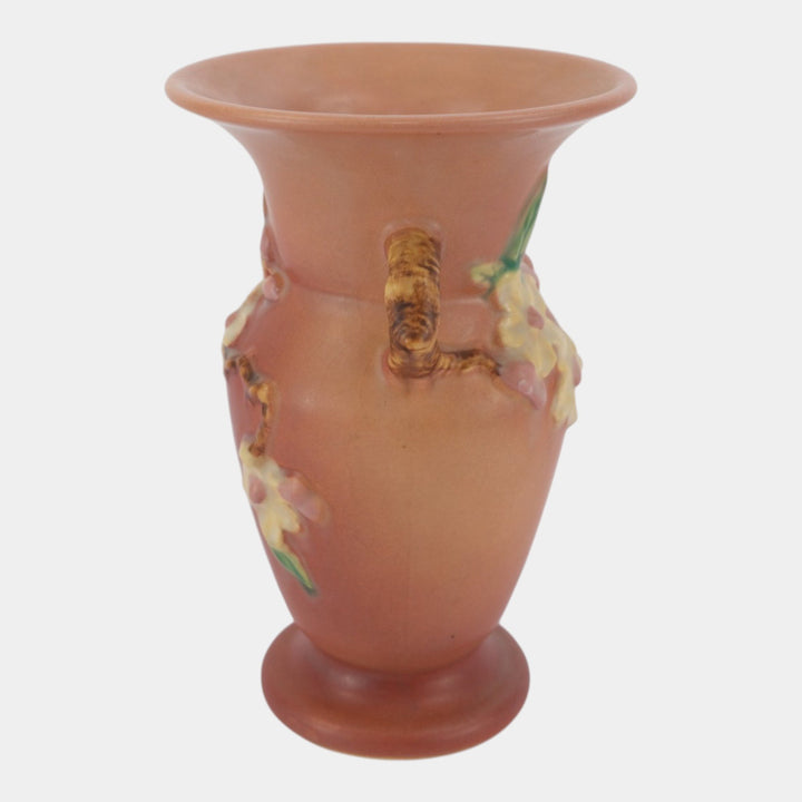 Roseville Apple Blossom Pink 1946 Mid Century Modern Pottery Ceramic Vase 385-8