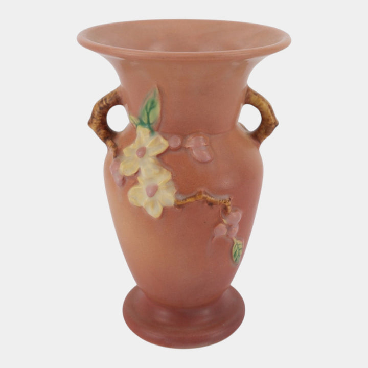 Roseville Apple Blossom Pink 1946 Mid Century Modern Pottery Ceramic Vase 385-8