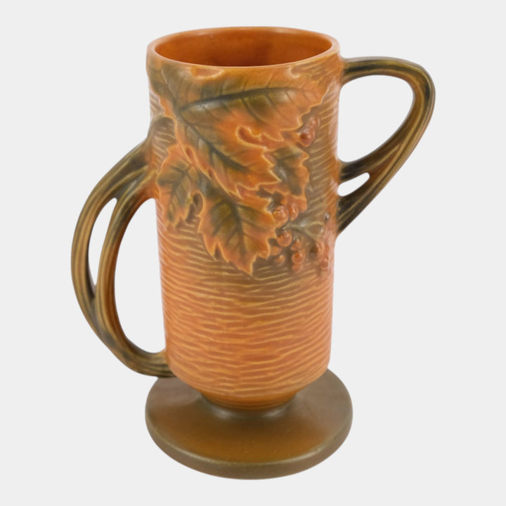 Roseville Bushberry Russet 1941 Vintage Art Pottery Ceramic Handled Vase 32-7
