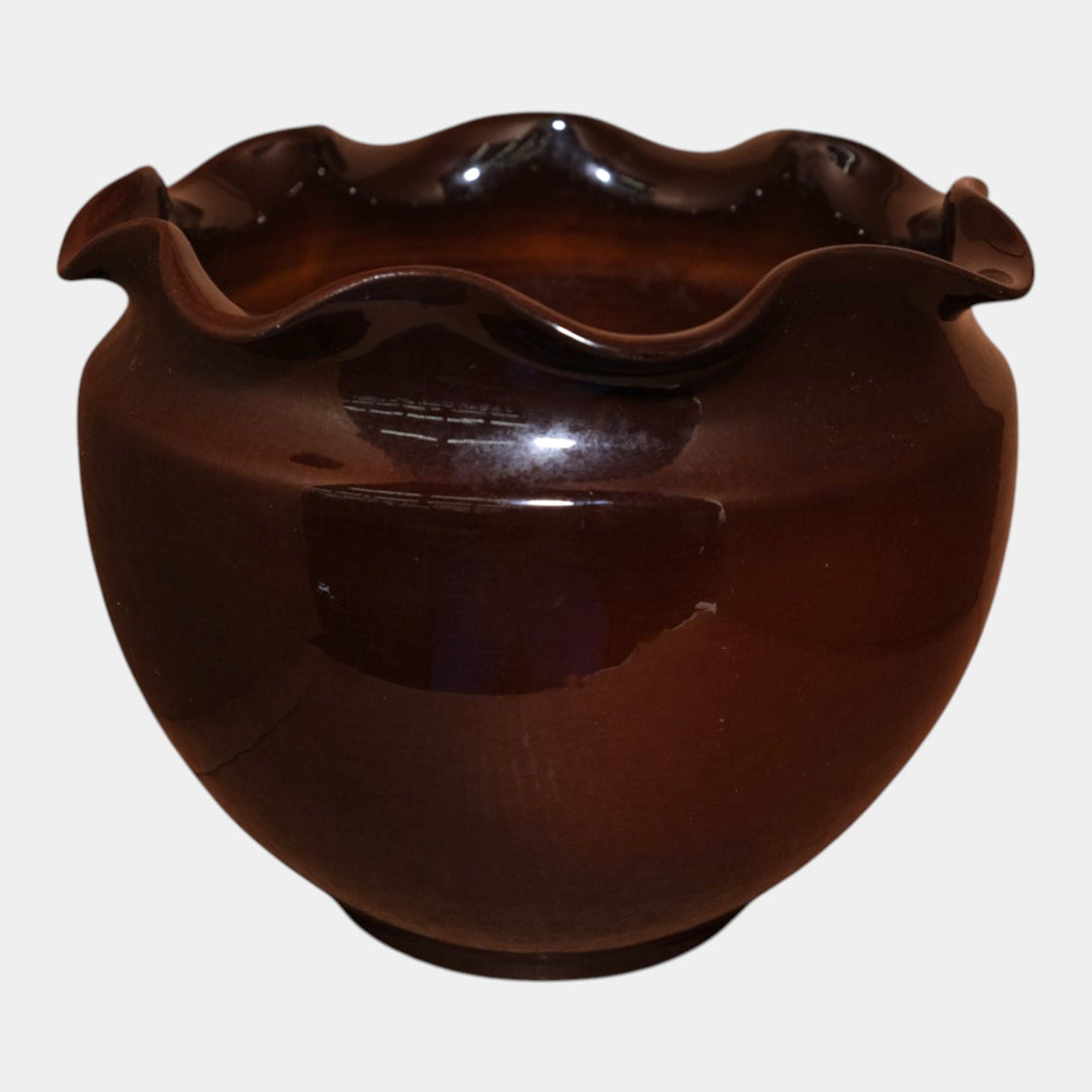 Weller Louwelsa 1900s Vintage Art Pottery Brown Floral Jardiniere Planter