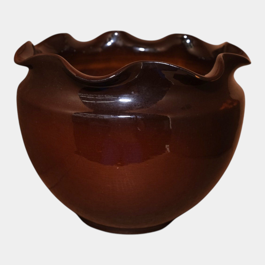 Weller Louwelsa 1900s Vintage Art Pottery Brown Floral Jardiniere Planter
