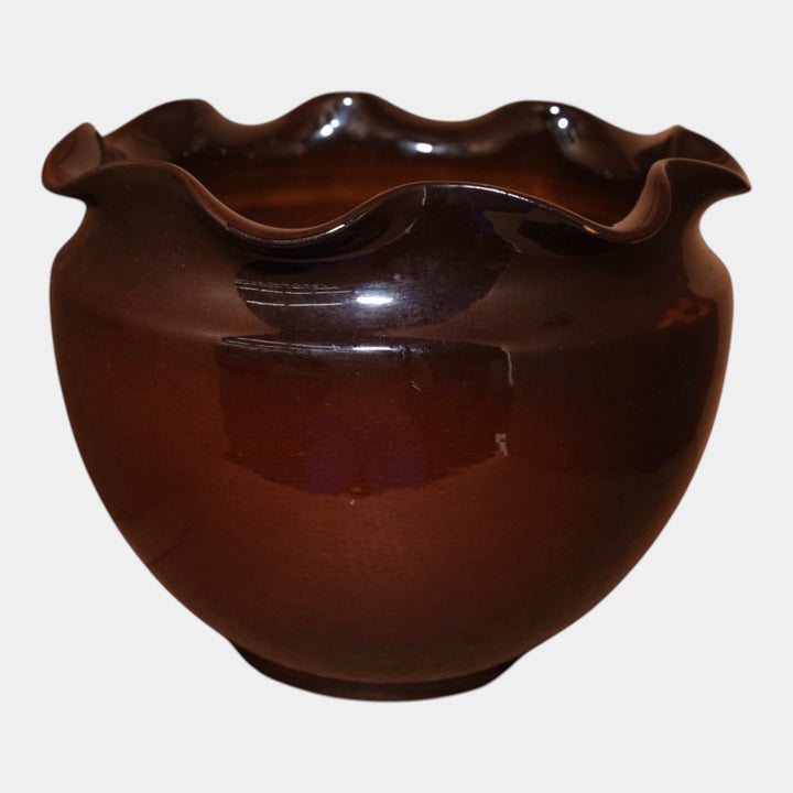 Weller Louwelsa 1900s Vintage Art Pottery Brown Floral Jardiniere Planter