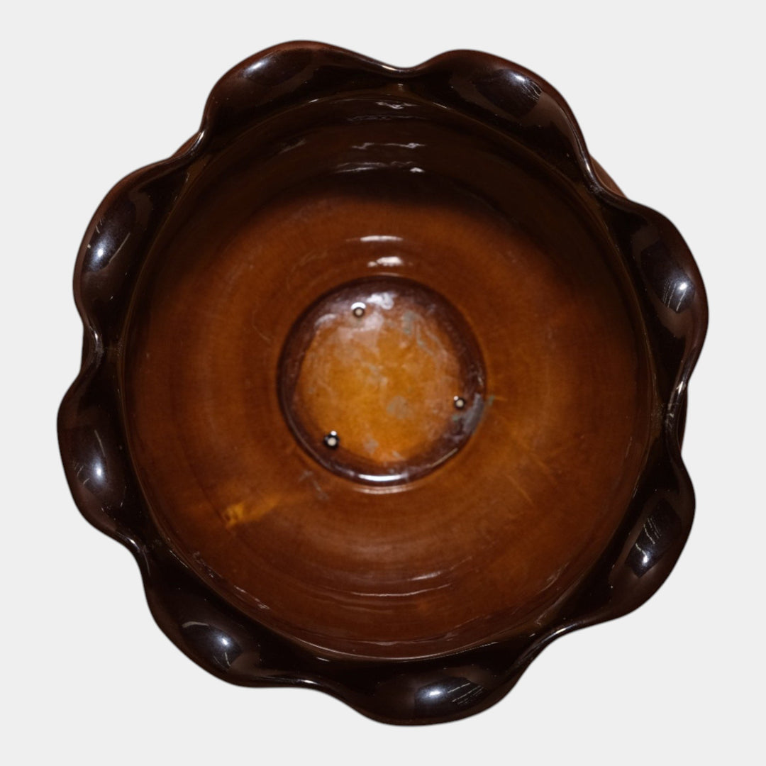Weller Louwelsa 1900s Vintage Art Pottery Brown Floral Jardiniere Planter