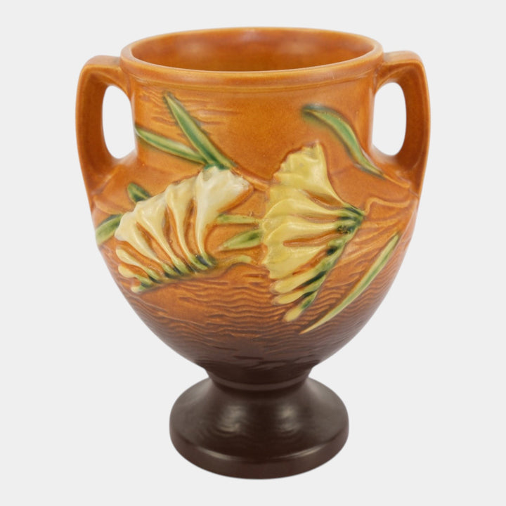 Roseville Freesia Brown 1945 Mid Century Modern Pottery Ceramic Vase 196-8