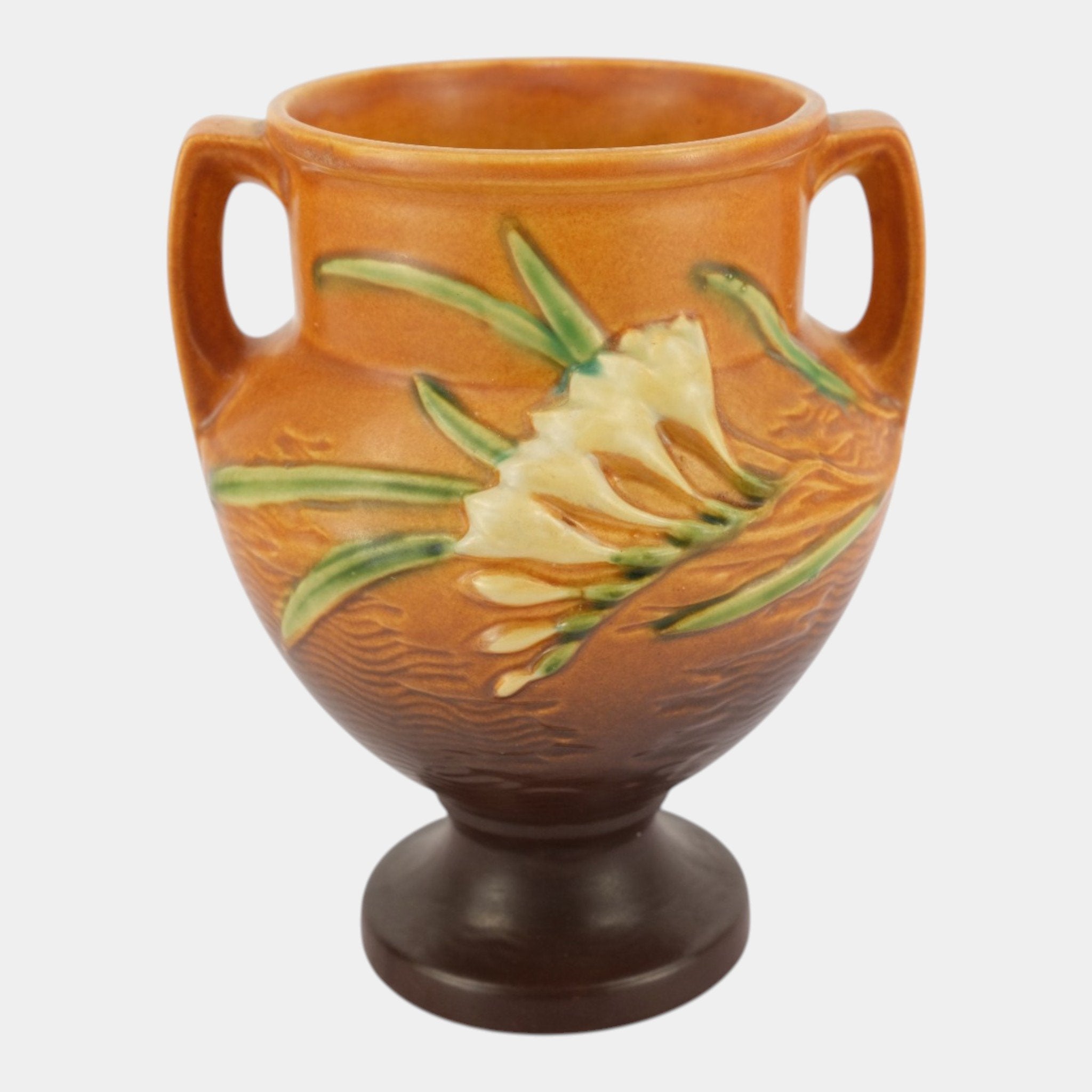Roseville Freesia Brown 1945 Mid Century Modern Pottery Ceramic