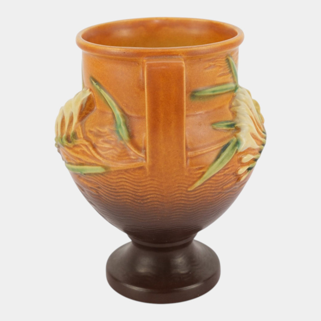 Roseville Freesia Brown 1945 Mid Century Modern Pottery Ceramic Vase 196-8