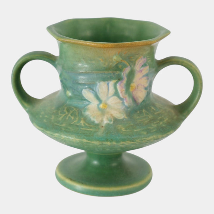 Roseville Cosmos Green 1939 Vintage Art Pottery Ceramic Vase 134-4