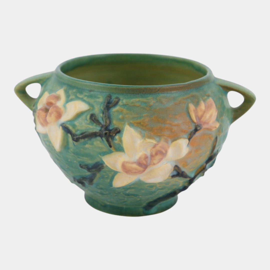Roseville Magnolia Green 1943 Vintage Art Pottery Jardiniere Planter 665-4