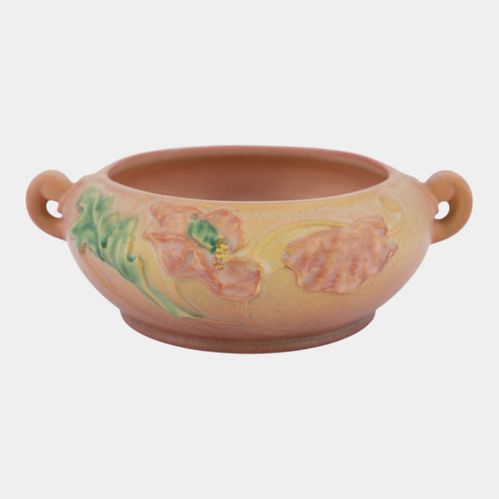 Roseville Poppy Pink 1938 Vintage Art Deco Pottery Ceramic Bowl 336-5