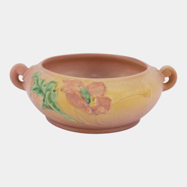 Roseville Poppy Pink 1938 Vintage Art Deco Pottery Ceramic Bowl 336-5