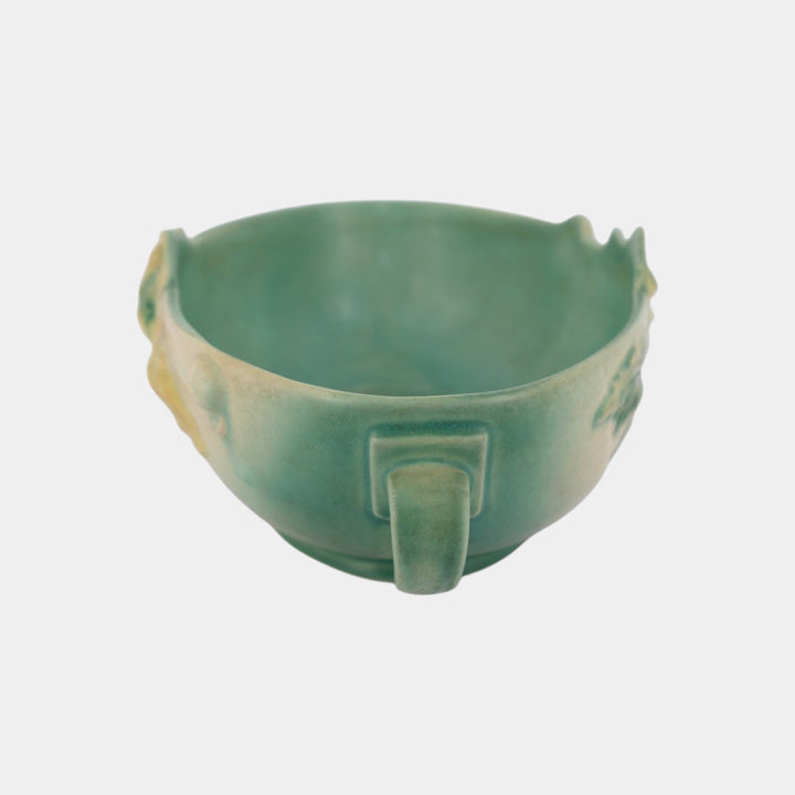 Roseville Poppy Green 1938 Vintage Art Pottery Ceramic Console Bowl 338-10