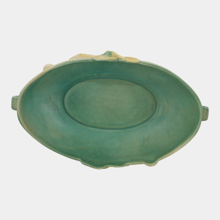 Roseville Poppy Green 1938 Vintage Art Pottery Ceramic Console Bowl 338-10