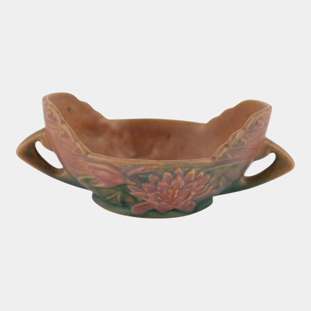 Roseville Water Lily Pink 1943 Mid Century Modern Pottery Ceramic Bowl 439-6