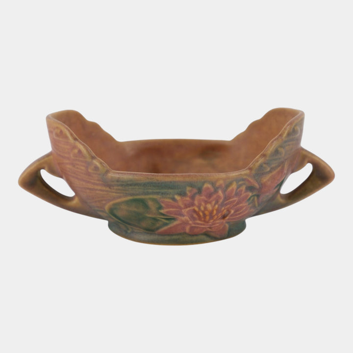 Roseville Water Lily Pink 1943 Mid Century Modern Pottery Ceramic Bowl 439-6