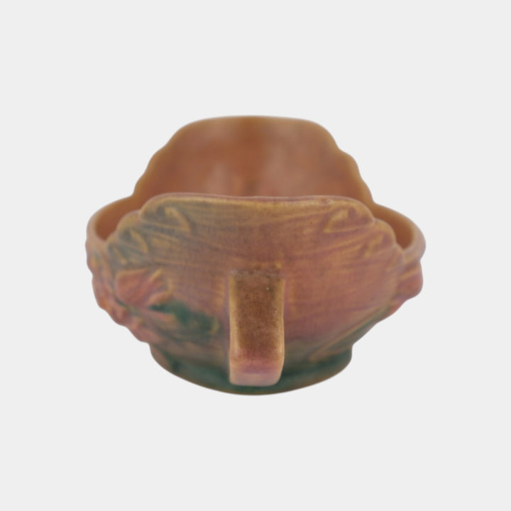 Roseville Water Lily Pink 1943 Mid Century Modern Pottery Ceramic Bowl 439-6
