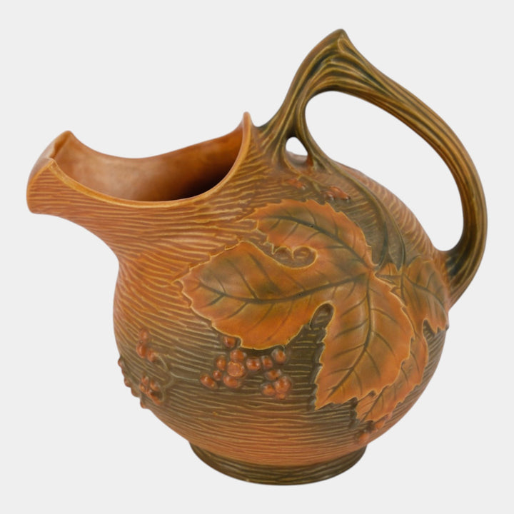Roseville Bushberry Russet 1941 Vintage Art Pottery Ceramic Ice Lip Pitcher 1325