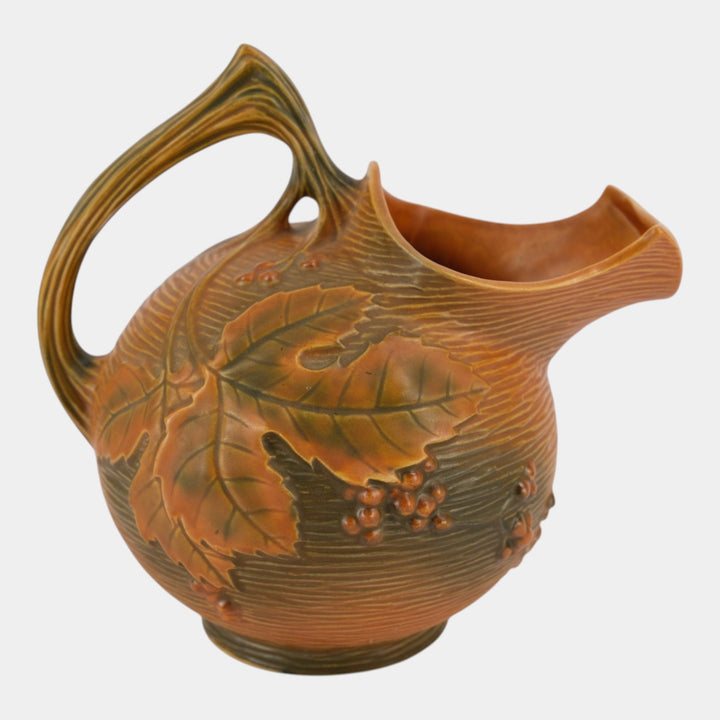 Roseville Bushberry Russet 1941 Vintage Art Pottery Ceramic Ice Lip Pitcher 1325