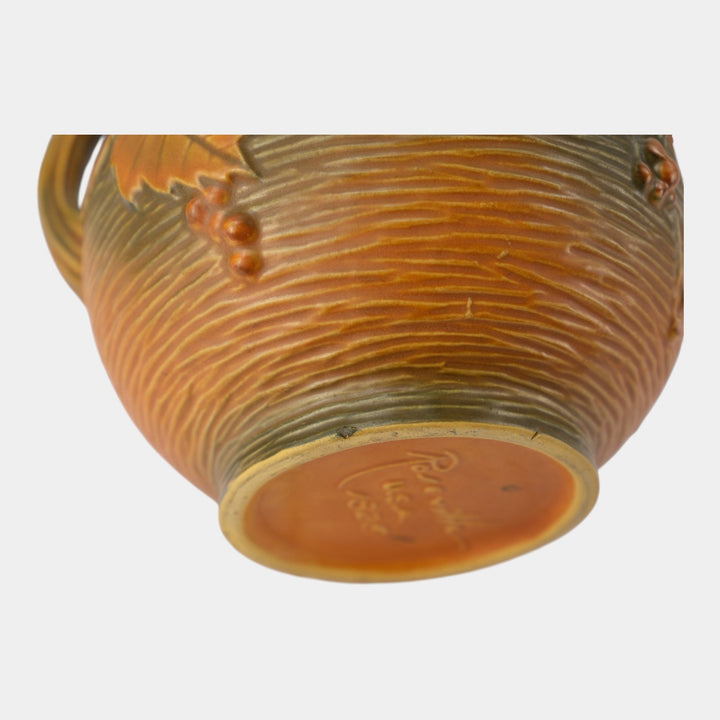Roseville Bushberry Russet 1941 Vintage Art Pottery Ceramic Ice Lip Pitcher 1325