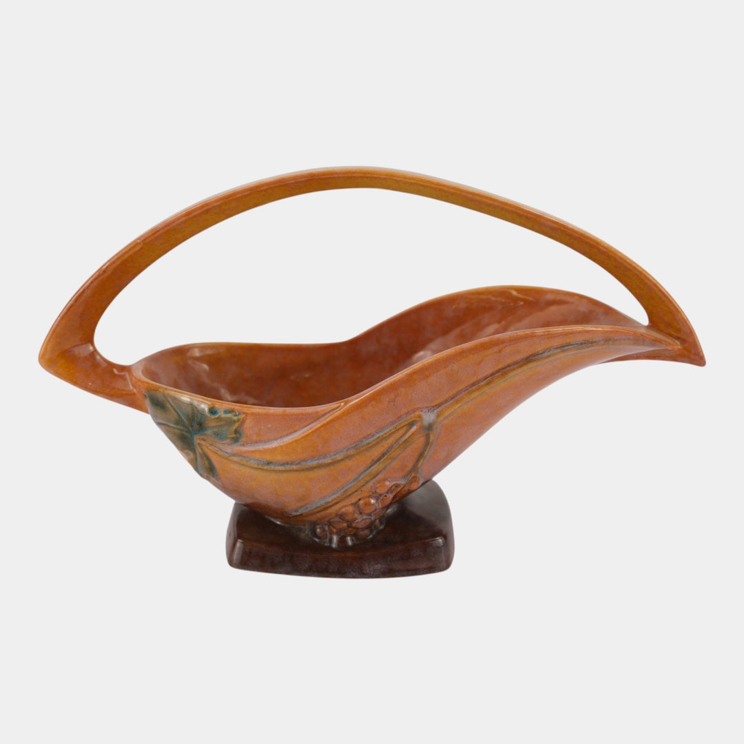 Roseville Wincraft Orange 1948 Mid Century Modern Pottery Ceramic Basket 209-12