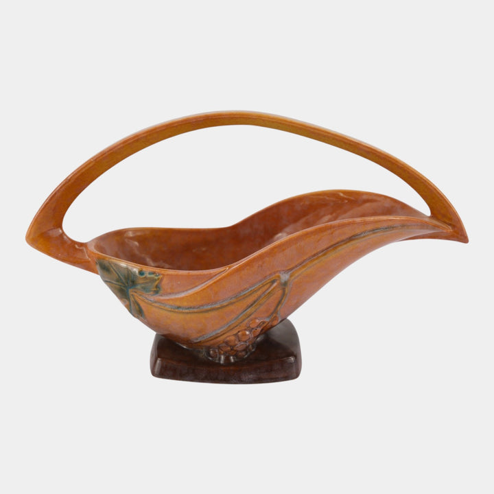 Roseville Wincraft Orange 1948 Mid Century Modern Pottery Ceramic Basket 209-12