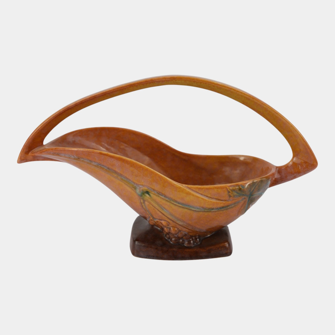 Roseville Wincraft Orange 1948 Mid Century Modern Pottery Ceramic Basket 209-12