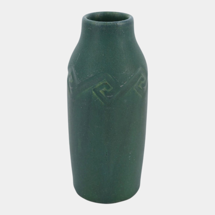 Rookwood 1909 Vintage Arts And Crafts Pottery Matte Green Geometic Band Vase 819