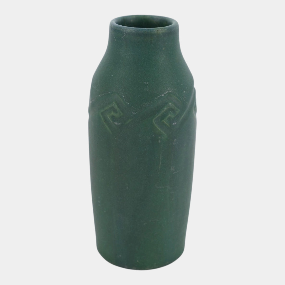 Rookwood 1909 Vintage Arts And Crafts Pottery Matte Green Geometic Band Vase 819