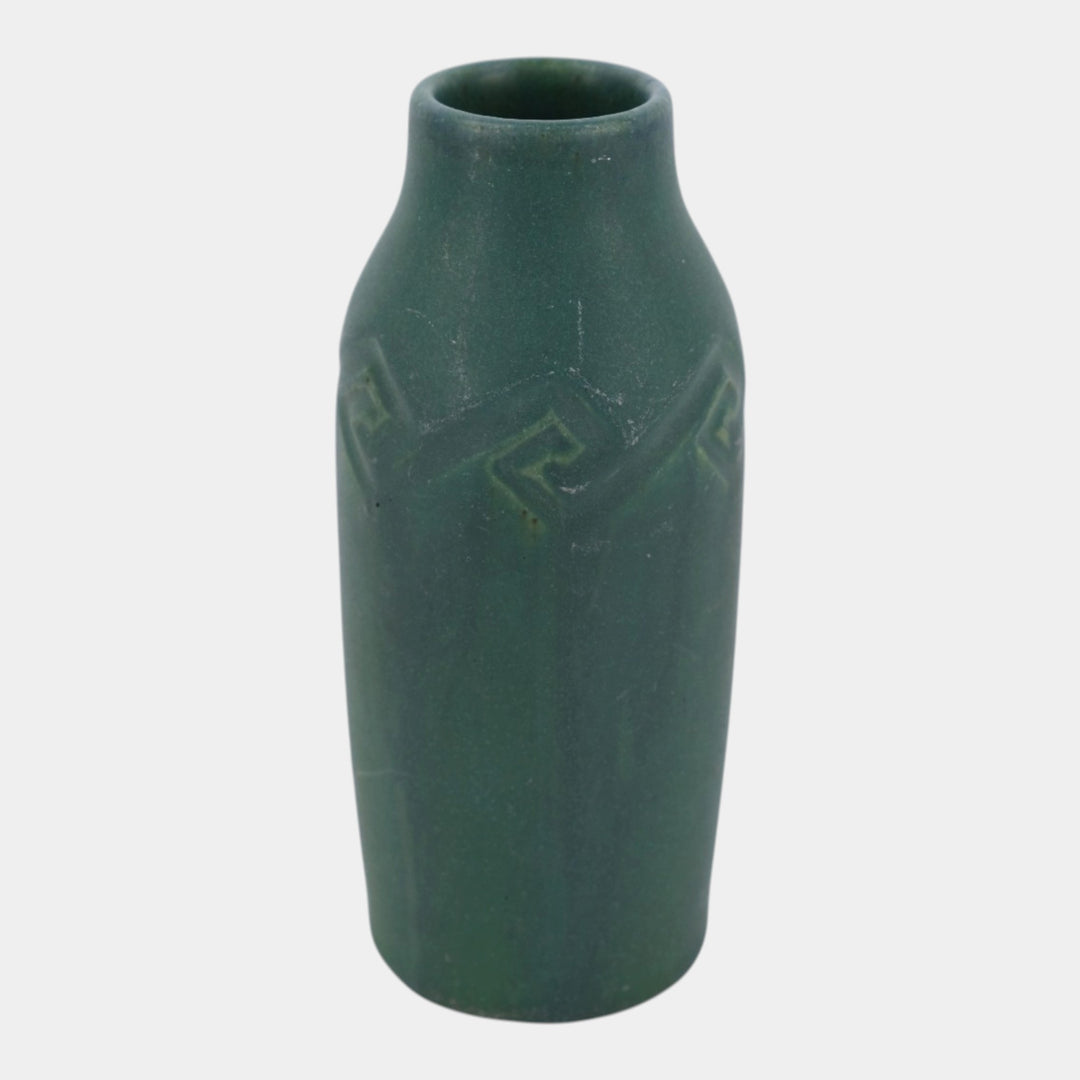 Rookwood 1909 Vintage Arts And Crafts Pottery Matte Green Geometic Band Vase 819