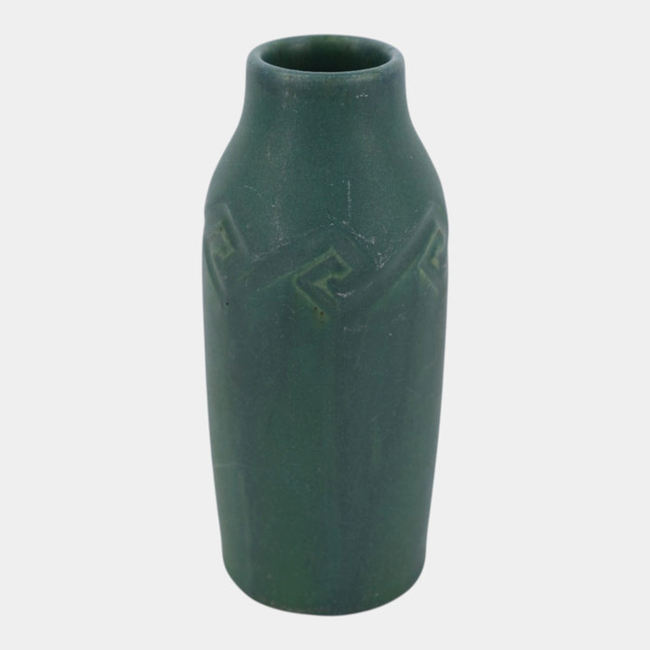 Rookwood 1909 Vintage Arts And Crafts Pottery Matte Green Geometic Band Vase 819