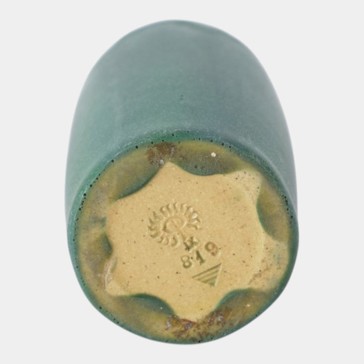 Rookwood 1909 Vintage Arts And Crafts Pottery Matte Green Geometic Band Vase 819