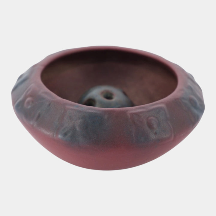 Van Briggle 1920s Arts And Crafts Pottery Mulberry Ceramic Flower Frog Bowl