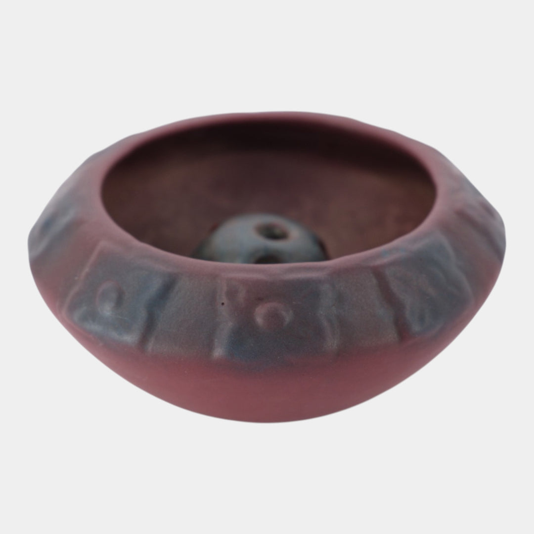 Van Briggle 1920s Arts And Crafts Pottery Mulberry Ceramic Flower Frog Bowl
