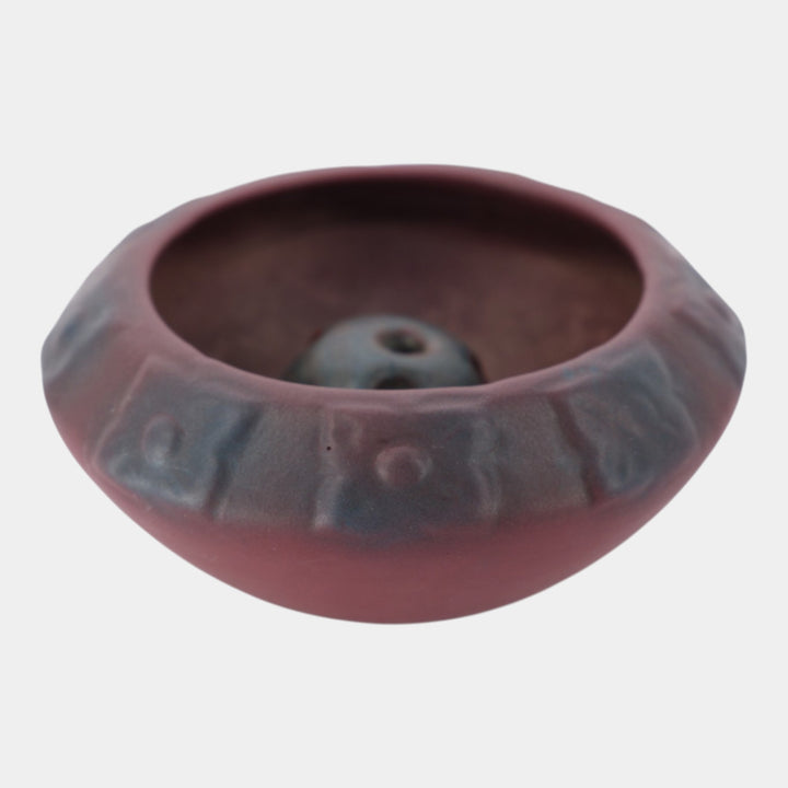 Van Briggle 1920s Arts And Crafts Pottery Mulberry Ceramic Flower Frog Bowl