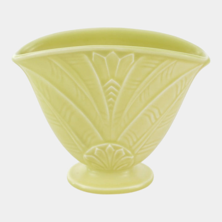 Rookwood 1936 Vintage Art Deco Pottery Green Ceramic Fan Vase 6589 - Just Art Pottery