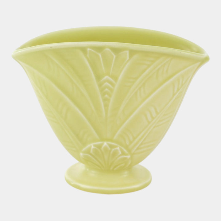 Rookwood 1936 Vintage Art Deco Pottery Green Ceramic Fan Vase 6589 - Just Art Pottery
