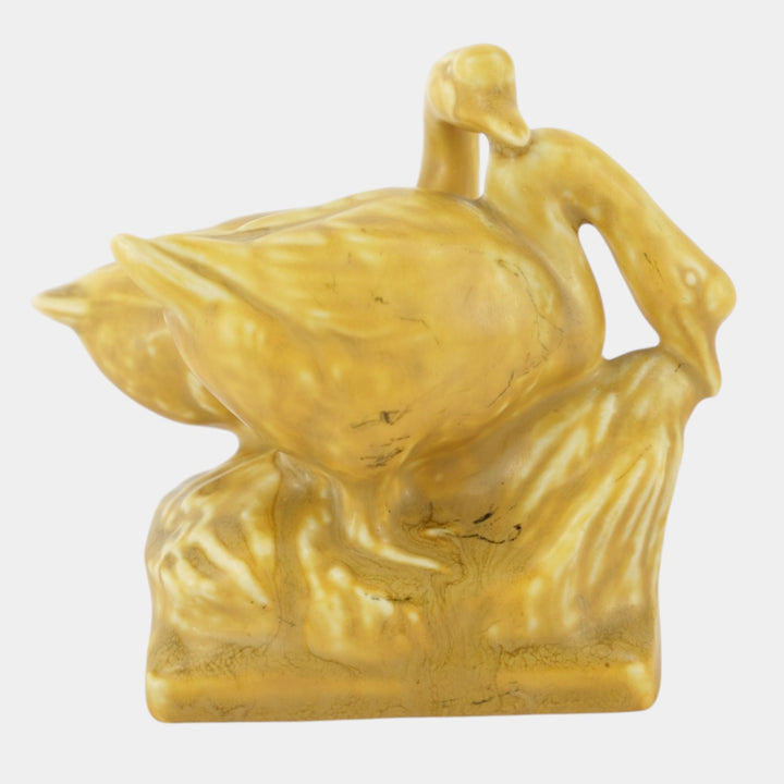 Rookwood 1930 Vintage Art Pottery Yellow Geese Ceramic Paperweight Figurine 1855