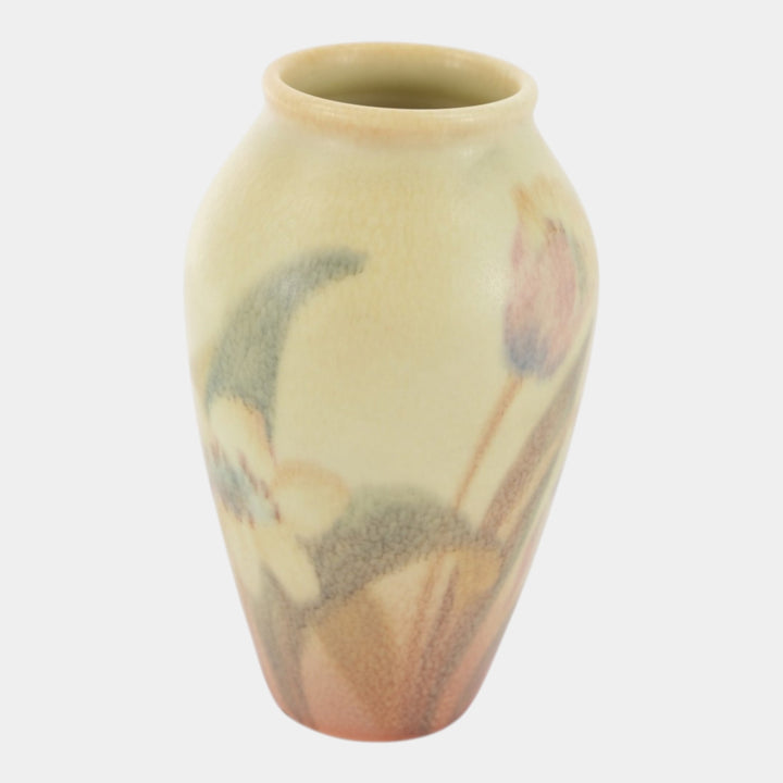 Rookwood 1937 Vintage Art Pottery Floral Vellum Ceramic Vase 913E McDonald - Just Art Pottery