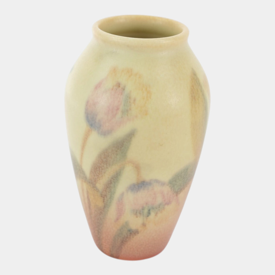 Rookwood 1937 Vintage Art Pottery Floral Vellum Ceramic Vase 913E McDonald - Just Art Pottery