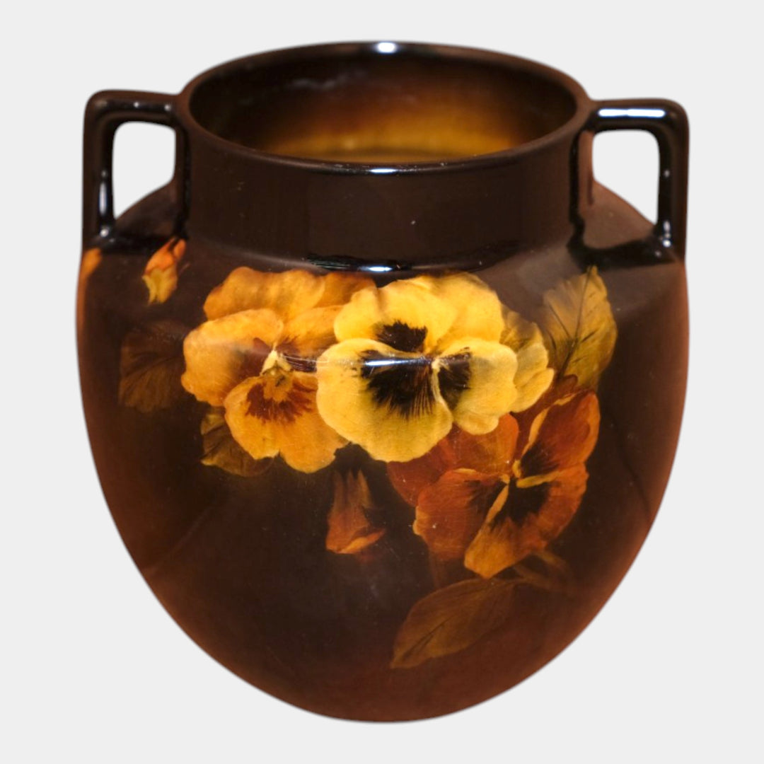 Rookwood 1893 Art Pottery Standard Glaze Pansy Double Handled Vase 459E Lincoln - Just Art Pottery