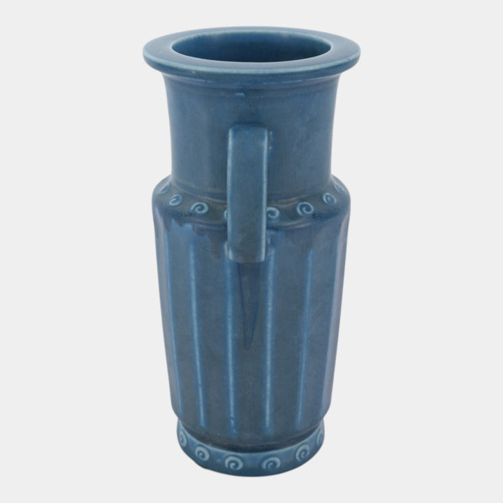 Rookwood 1925 Art Deco Pottery Matte Blue Ceramic Handled Vase 2815